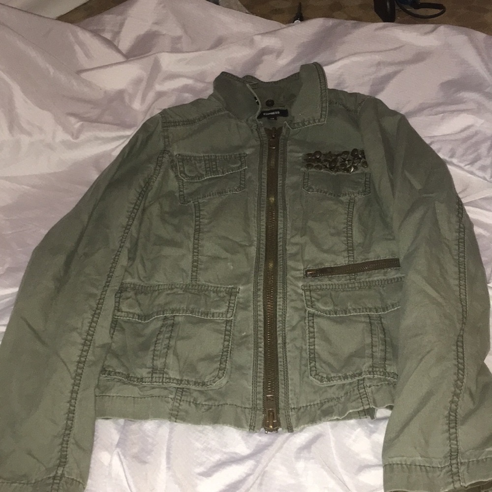 army green double zip up